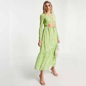 & Other Stories Green Patterned mesh Dress